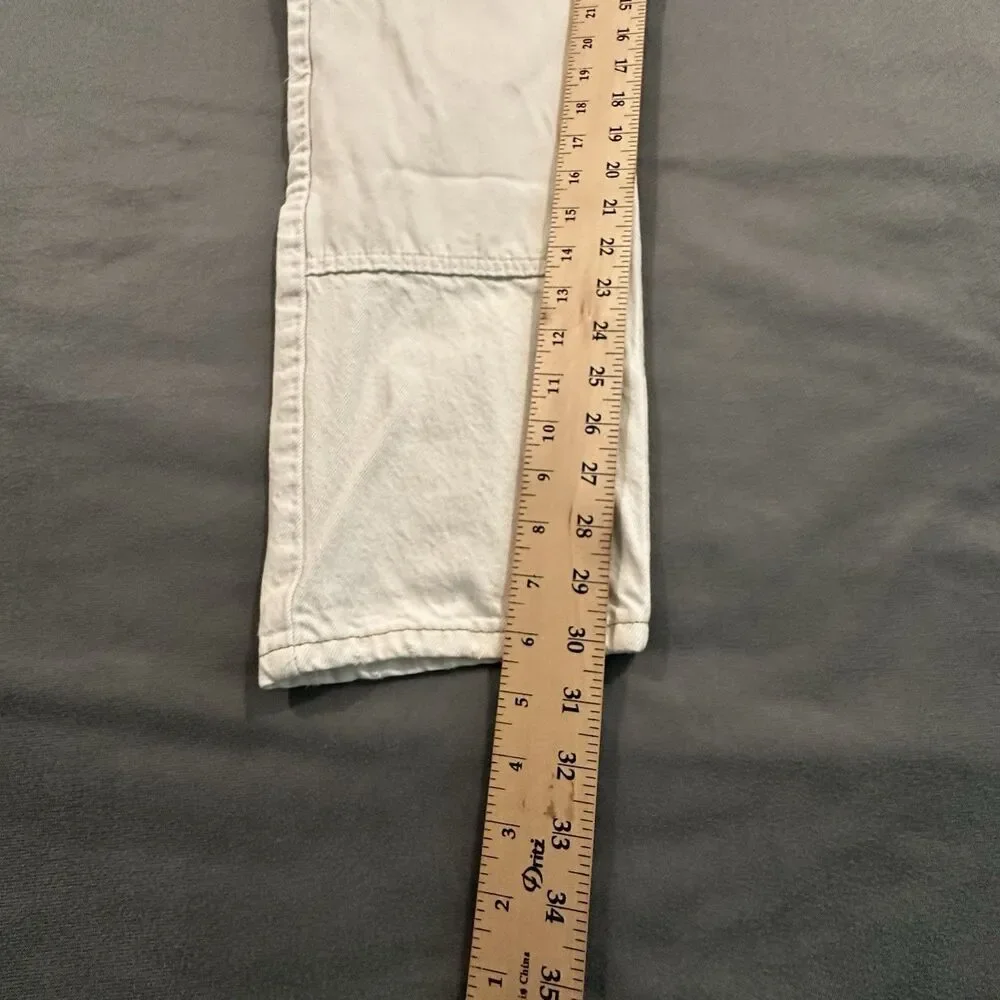 Levis Jeans Mens 34x32 Altered 502 Carpenter Double Knee Work Pants White Denim